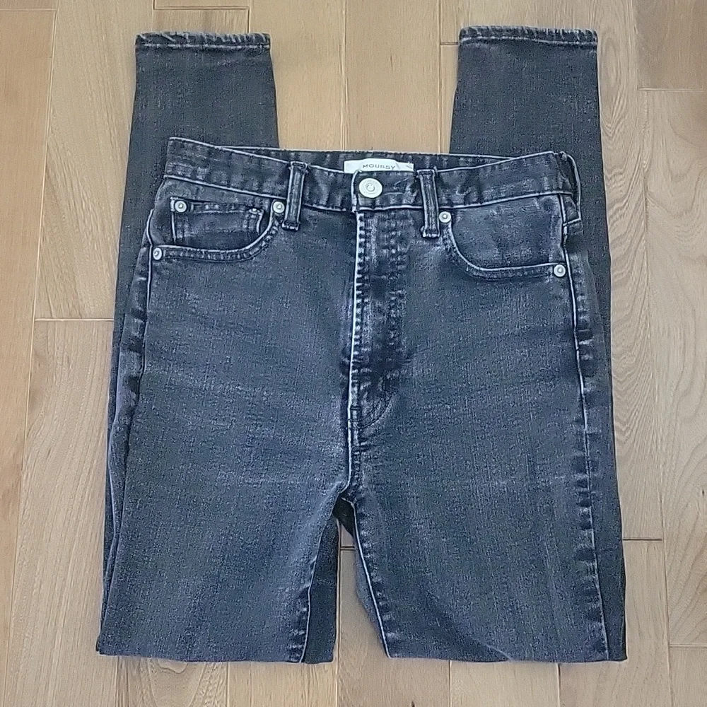 Moussy Distressed Black‎ Wash High Waisted Stretch Skinny Denim Jeans 26